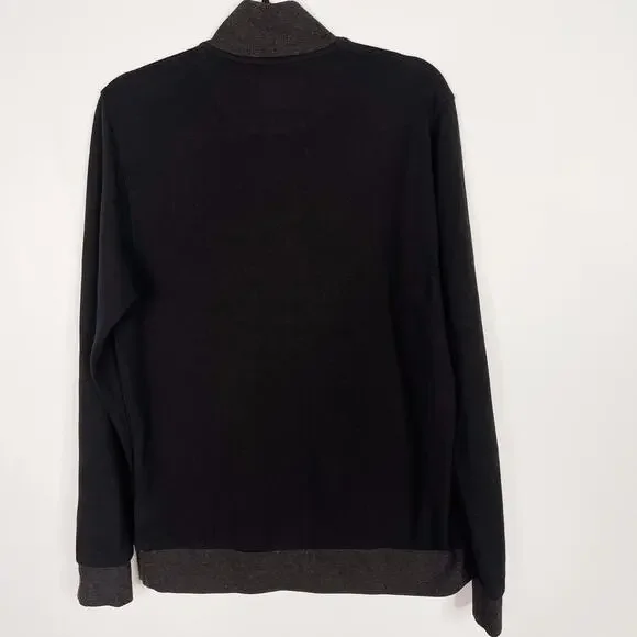 Ted Baker Mens 4 Medium M Black Bevyhil 1/4 Zip Pullover Sweater Cotton Modal - Picture 2 of 9